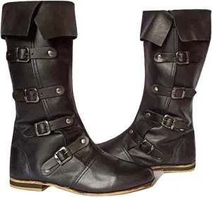 Medieval Leather Boots Caribbean Pirate Costume Boots Renaissance Inspired Loafer Boots for Adults