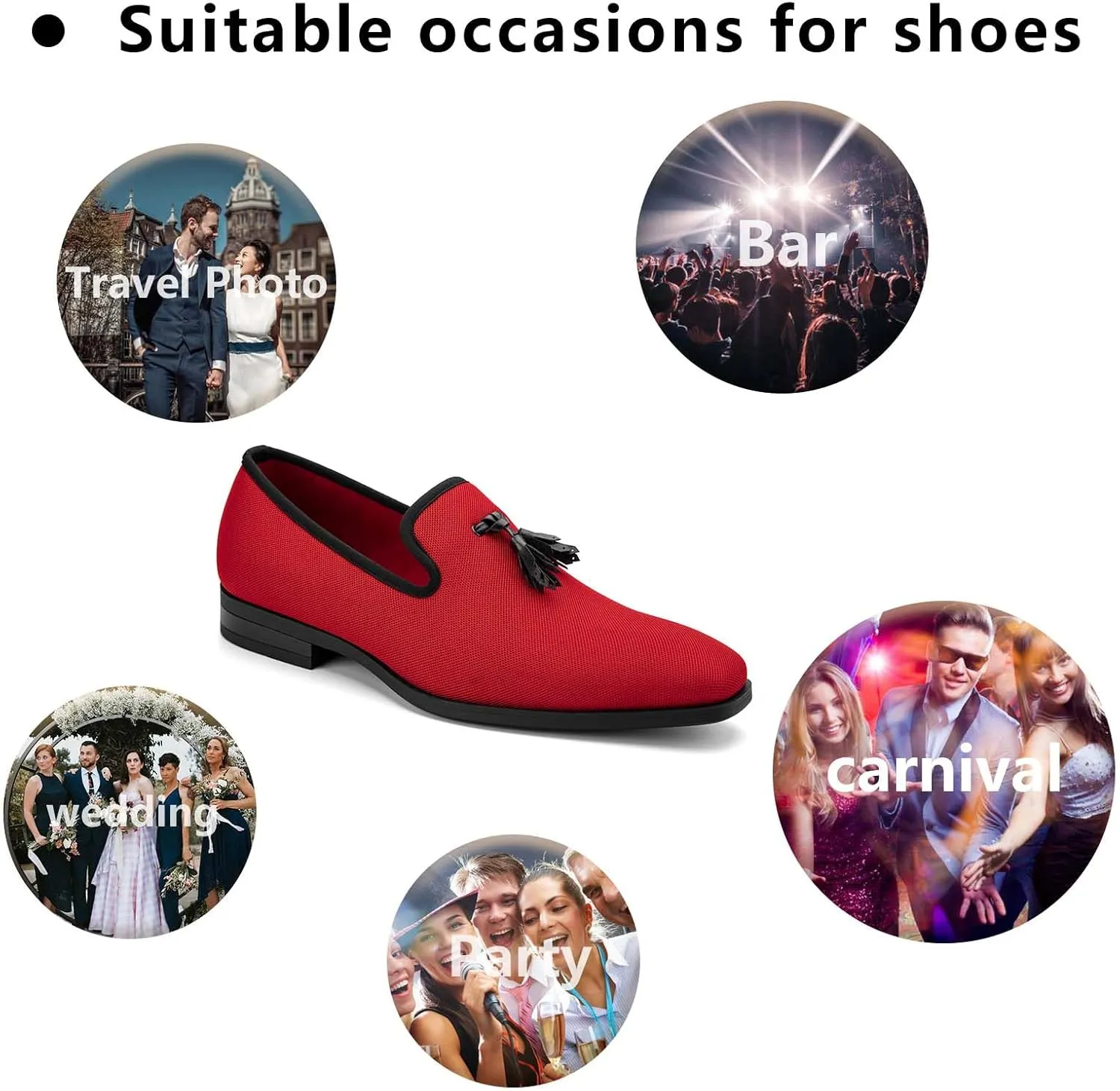 Meijiana Men's Loafers Lightweight Slip-On Moccasins Stylish Dress Shoes Breathable Tassels Loafers