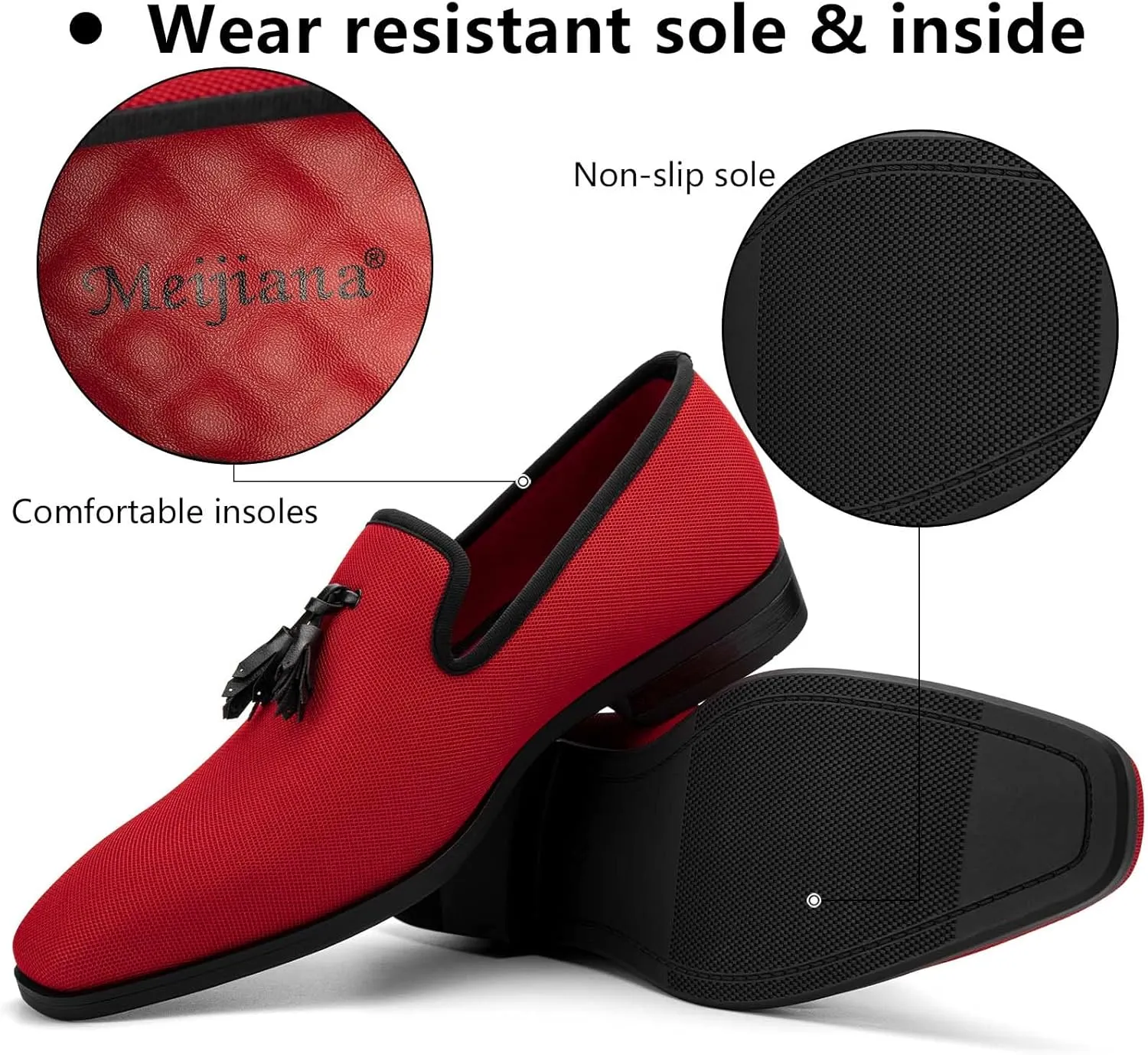 Meijiana Men's Loafers Lightweight Slip-On Moccasins Stylish Dress Shoes Breathable Tassels Loafers