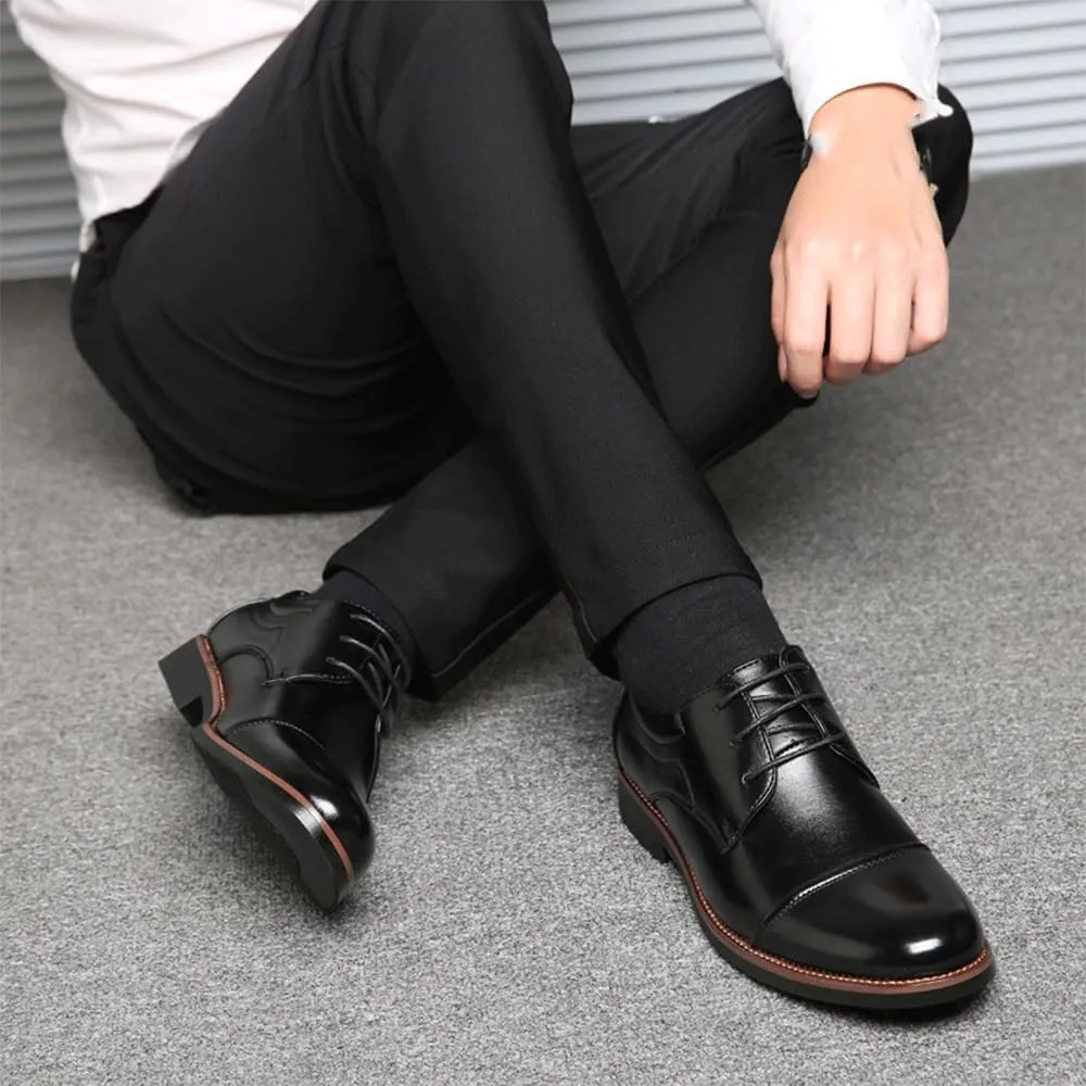 Men Formal Genuine Leather Dress Shoes Oxford Lace Up Monk Strap Loafers Business Round Toe Comfortable Wedding Non Slip Durable Stylish Classic