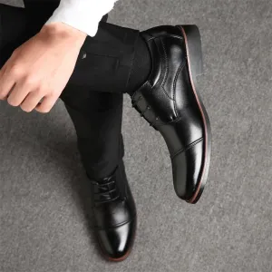 Men Formal Genuine Leather Dress Shoes Oxford Lace Up Monk Strap Loafers Business Round Toe Comfortable Wedding Non Slip Durable Stylish Classic