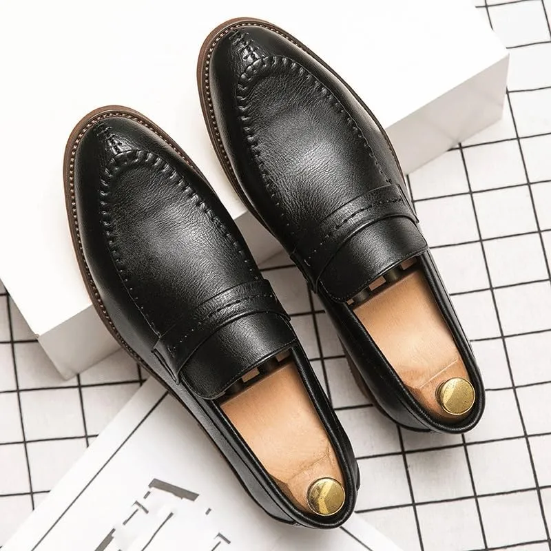 Men Formal Oxford Shoes Vegan Leather Fashion Slip-on Business Working Office Loafers Anti-Slip Rubber Sole Shoe