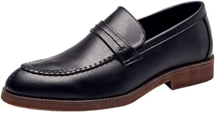 Men Formal Oxford Shoes Vegan Leather Fashion Slip-on Business Working Office Loafers Anti-Slip Rubber Sole Shoe