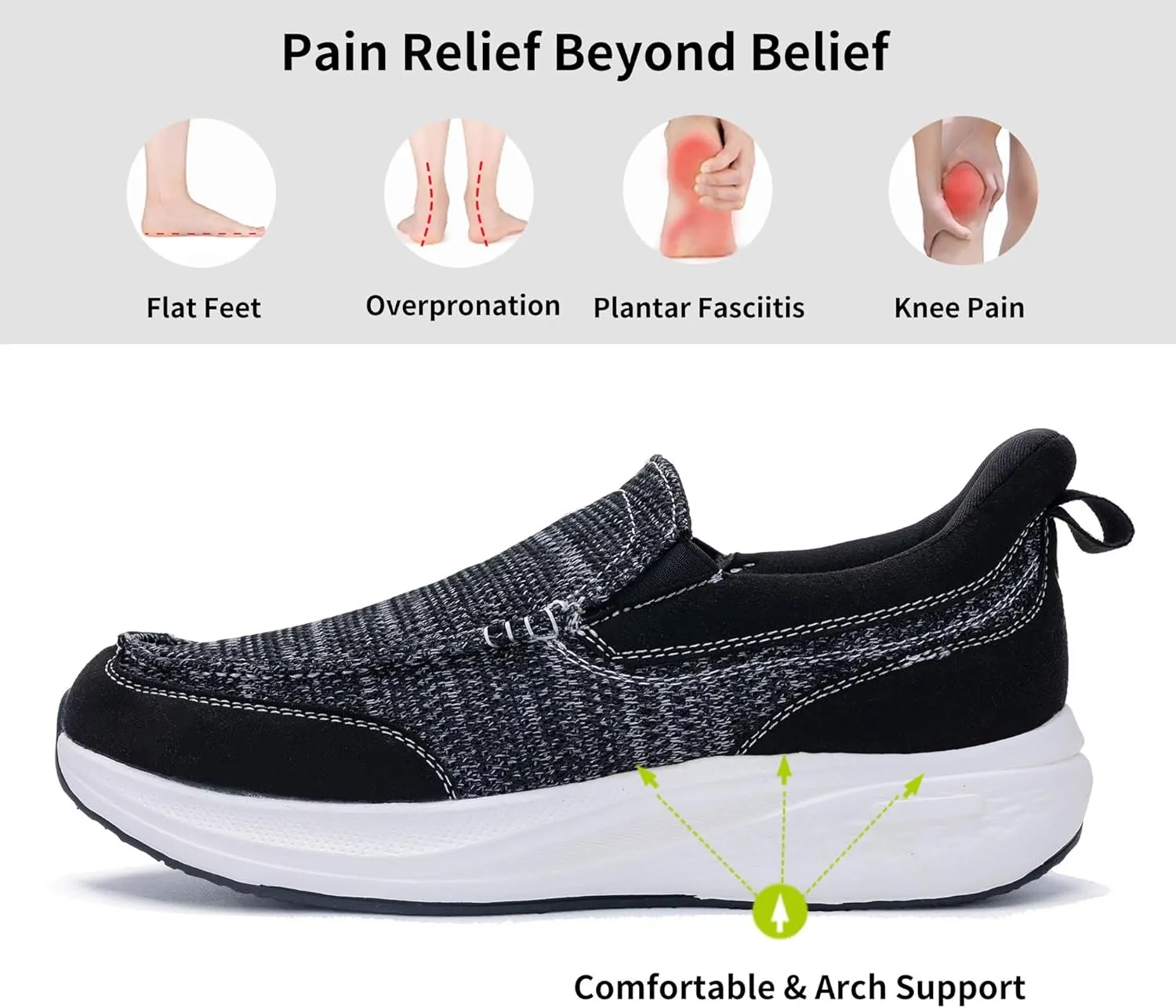 Men Walking Shoes Easy Slip On Causual Loafers,Comfortable Canvas Lightweight Platform Sneakers