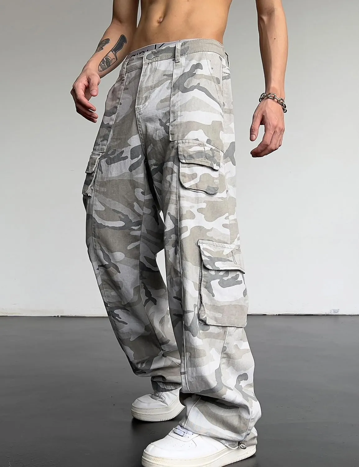 Mens Camo Pants Y2k Baggy Cargo Pants Joggers Hip Hop Streetwear Pants Oversized Camo Pants for Women