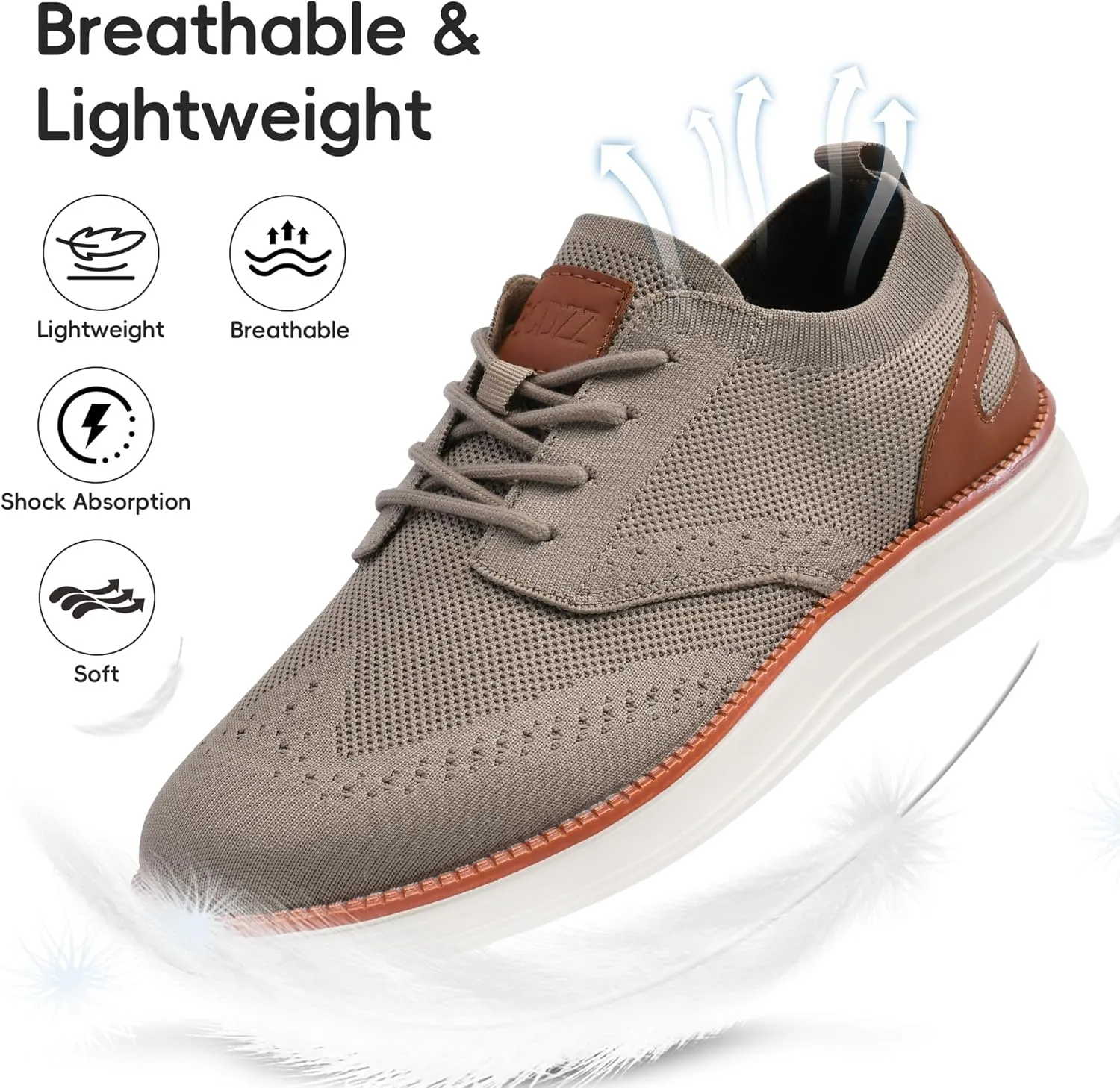 Mens Casual Dress Shoes Loafers Walking Sneakers Mesh Breathable Comfortable Lightweight Tennis Sneakers Fashion Lace Up Oxfords Business Shoes Soft Sole Zapatos