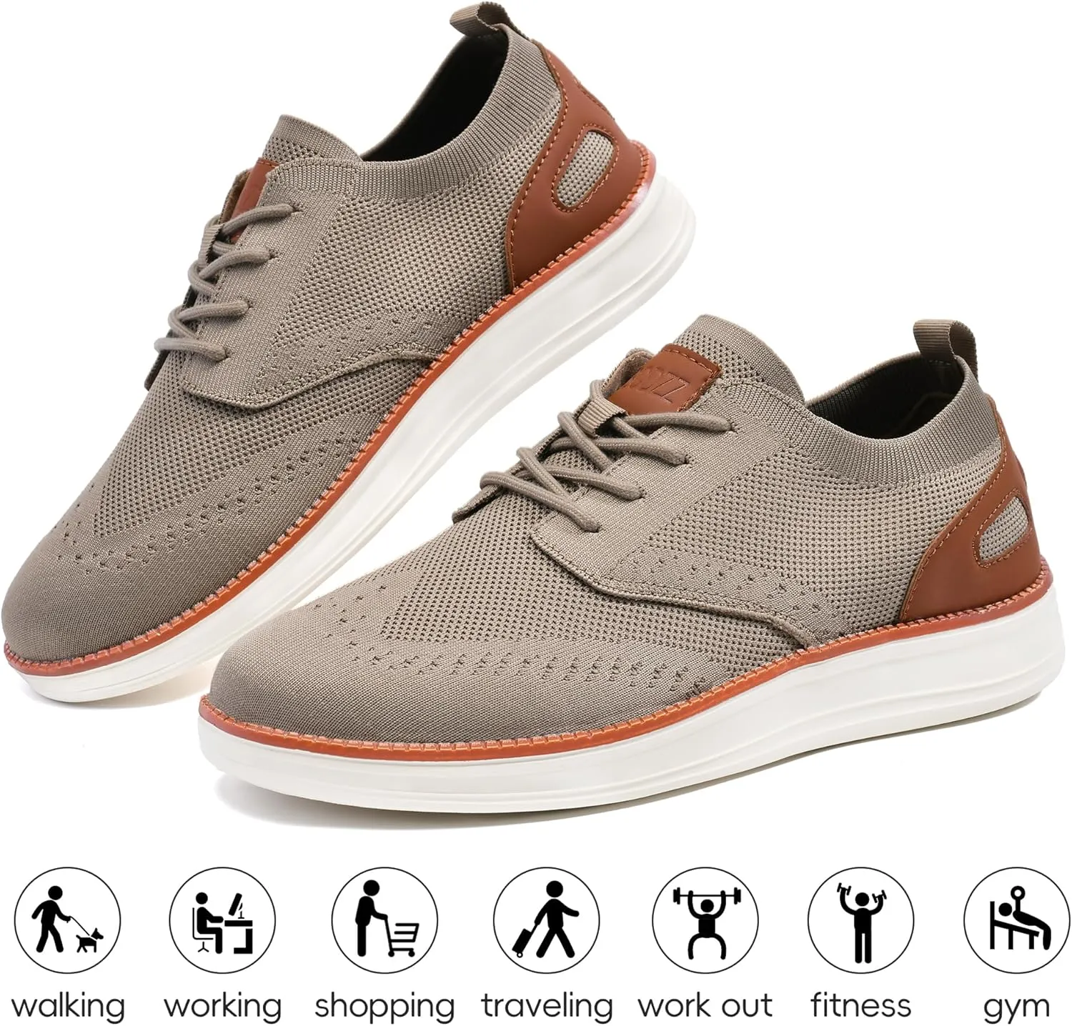 Mens Casual Dress Shoes Loafers Walking Sneakers Mesh Breathable Comfortable Lightweight Tennis Sneakers Fashion Lace Up Oxfords Business Shoes Soft Sole Zapatos