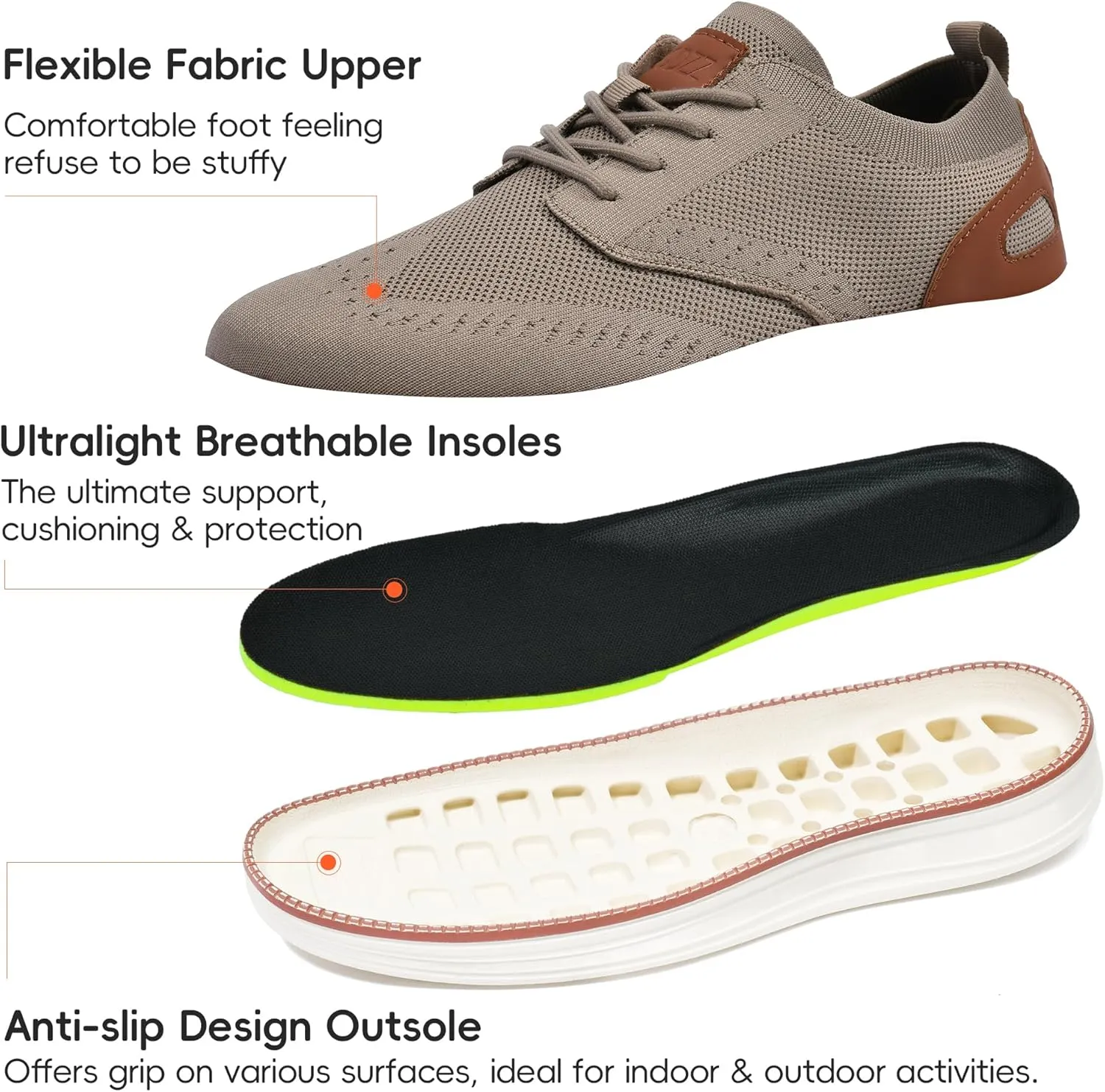 Mens Casual Dress Shoes Loafers Walking Sneakers Mesh Breathable Comfortable Lightweight Tennis Sneakers Fashion Lace Up Oxfords Business Shoes Soft Sole Zapatos