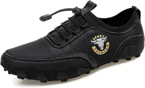 Men's Casual Leather Loafers Slip-On Driving Boat Penny Shoes Handmade Flats Dress Men Ankle Boots Hand Stitching Oxford Walking Traveling Outdoor Shoe