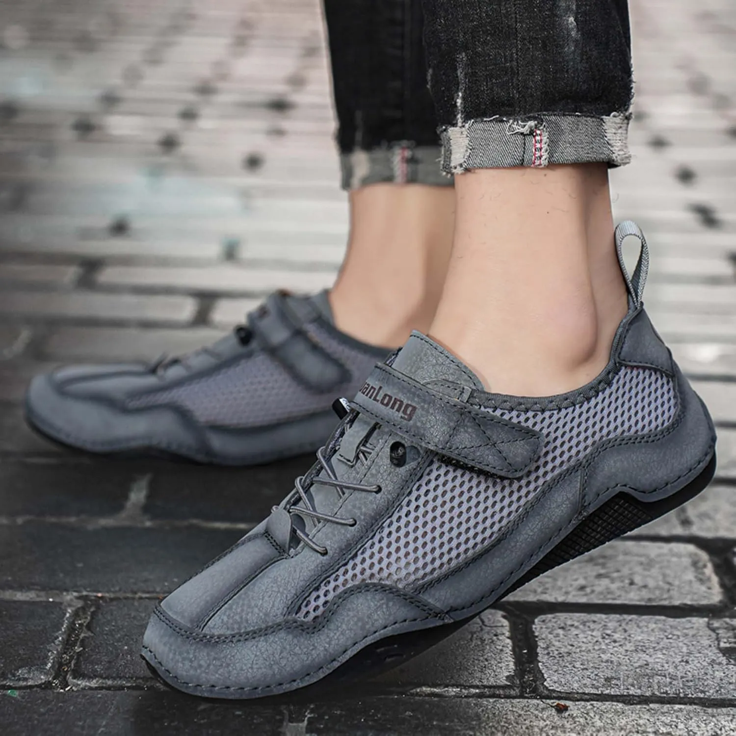 Men's Casual Sports Hiking Shoes Breathable Mesh Running Sneakers-Outdoor Anti-slip Climbing Cross-country Camping Shoes-Comfortable Soft-soled Loafers Business Office Shoes