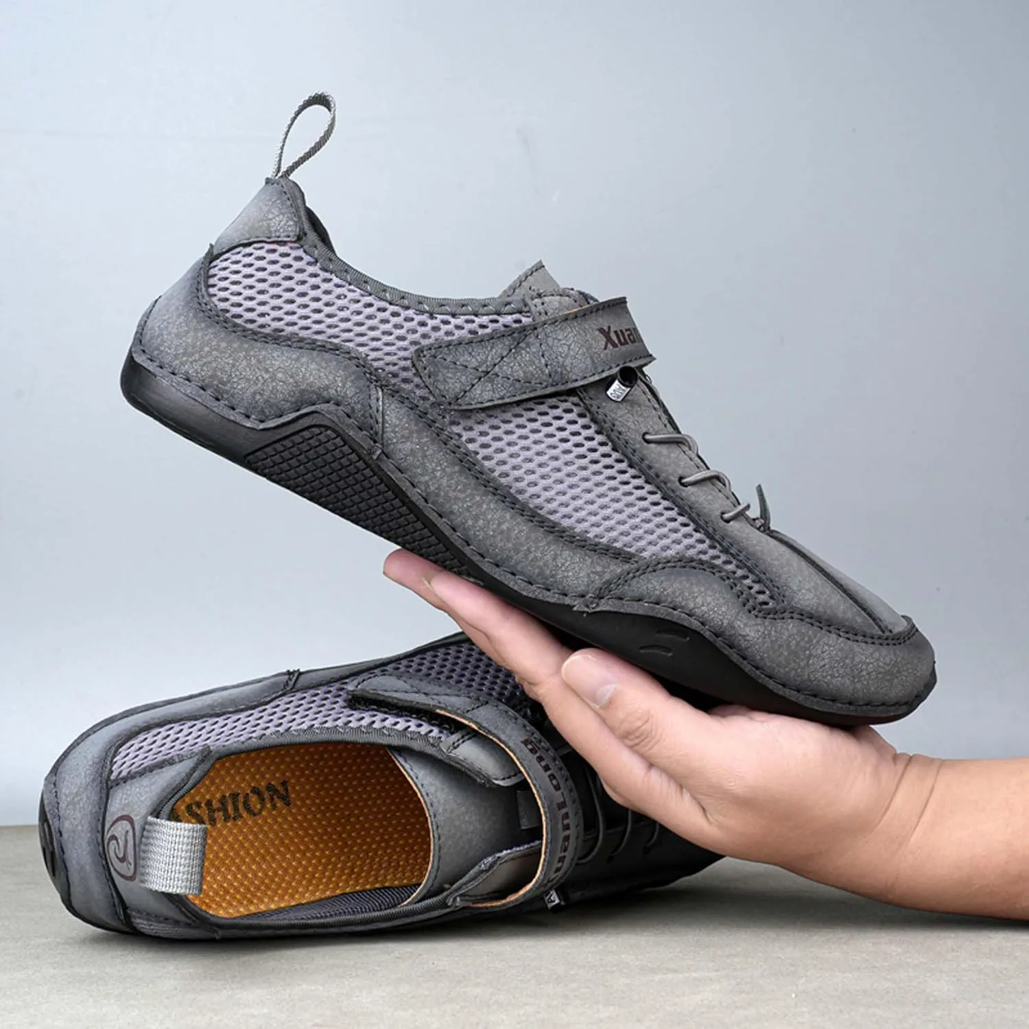 Men's Casual Sports Hiking Shoes Breathable Mesh Running Sneakers-Outdoor Anti-slip Climbing Cross-country Camping Shoes-Comfortable Soft-soled Loafers Business Office Shoes