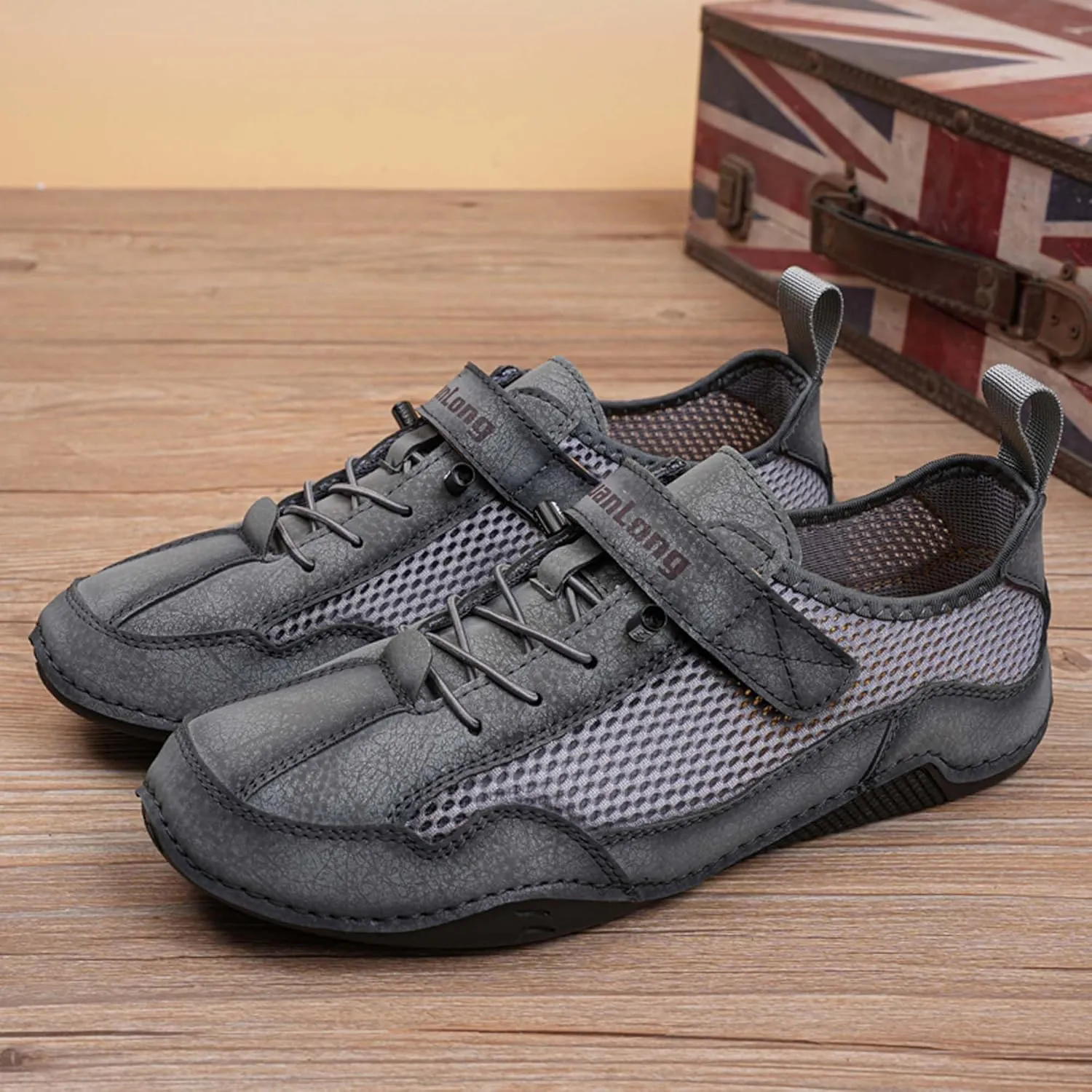 Men's Casual Sports Hiking Shoes Breathable Mesh Running Sneakers-Outdoor Anti-slip Climbing Cross-country Camping Shoes-Comfortable Soft-soled Loafers Business Office Shoes
