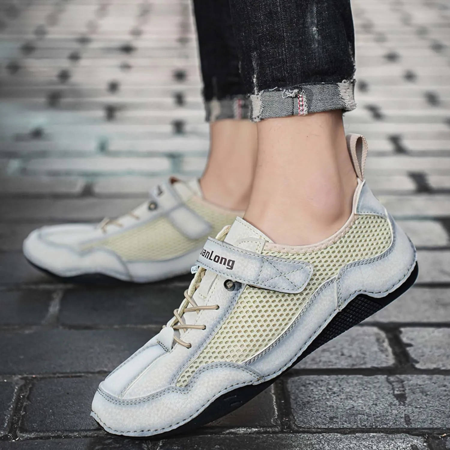 Men's Casual Sports Hiking Shoes Breathable Mesh Running Sneakers-Outdoor Anti-slip Climbing Cross-country Camping Shoes-Comfortable Soft-soled Loafers Business Office Shoes