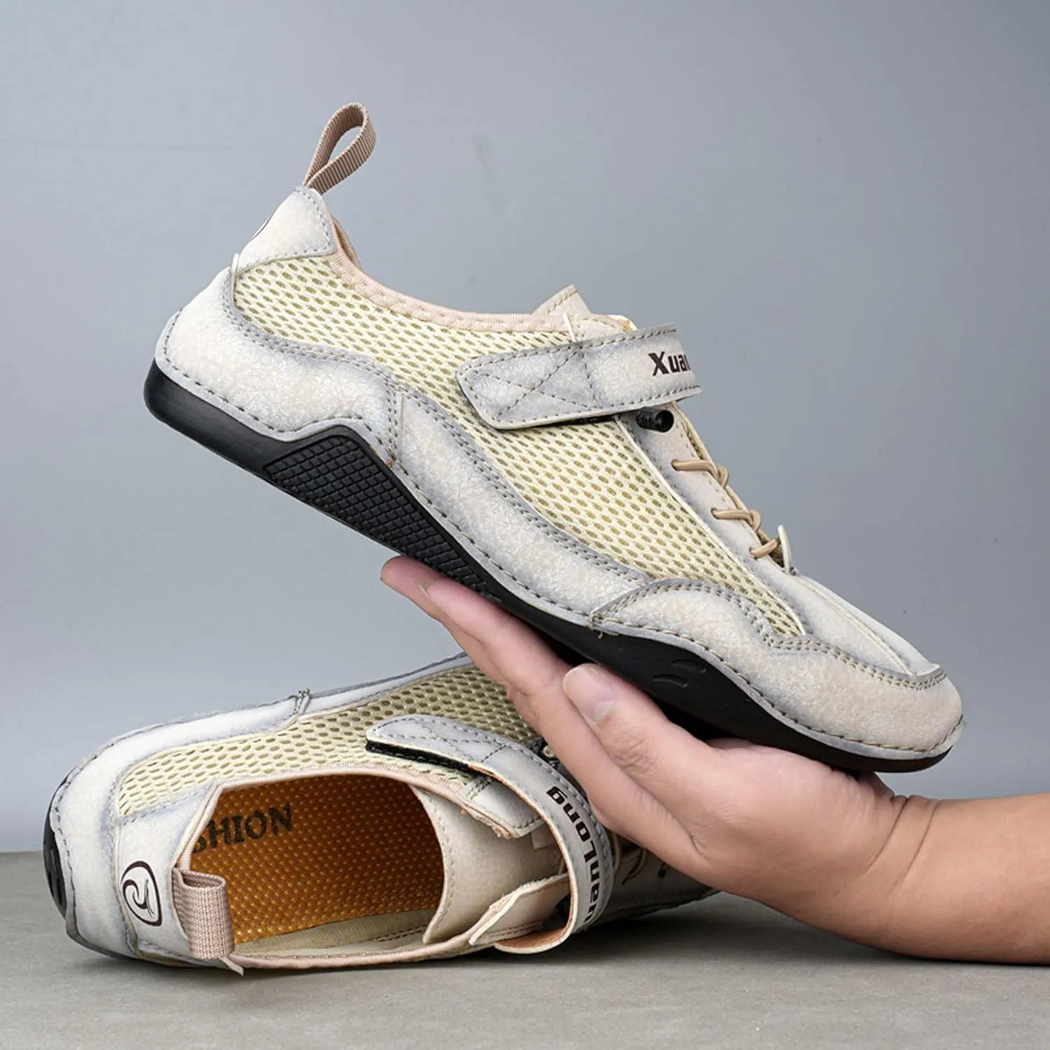 Men's Casual Sports Hiking Shoes Breathable Mesh Running Sneakers-Outdoor Anti-slip Climbing Cross-country Camping Shoes-Comfortable Soft-soled Loafers Business Office Shoes