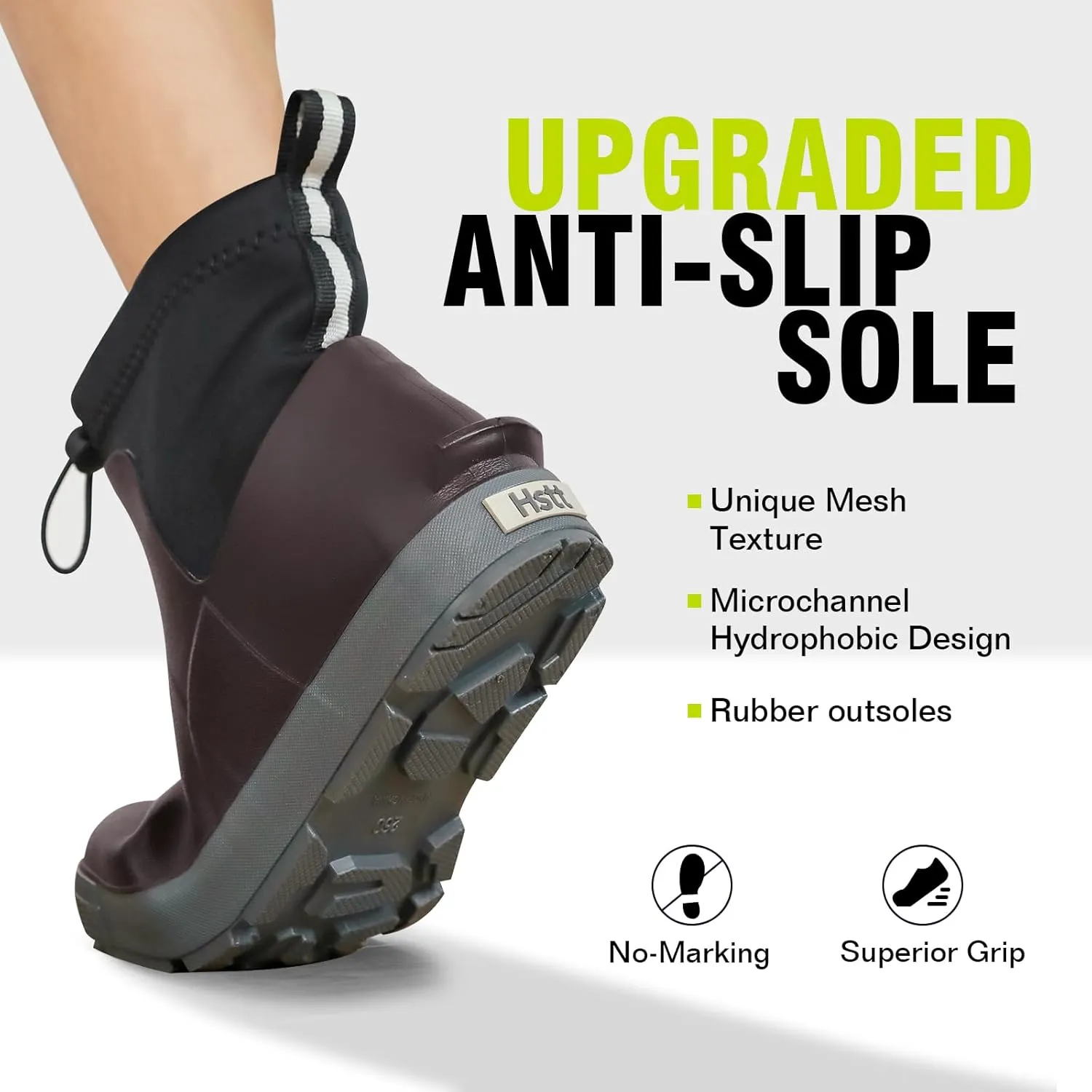 Men's Deck Boots,Ankle Rubber Rain boots Waterproof Anti-Slip Waterproof Shoes, Fishing Boating Boots Water Work Shoes for Men