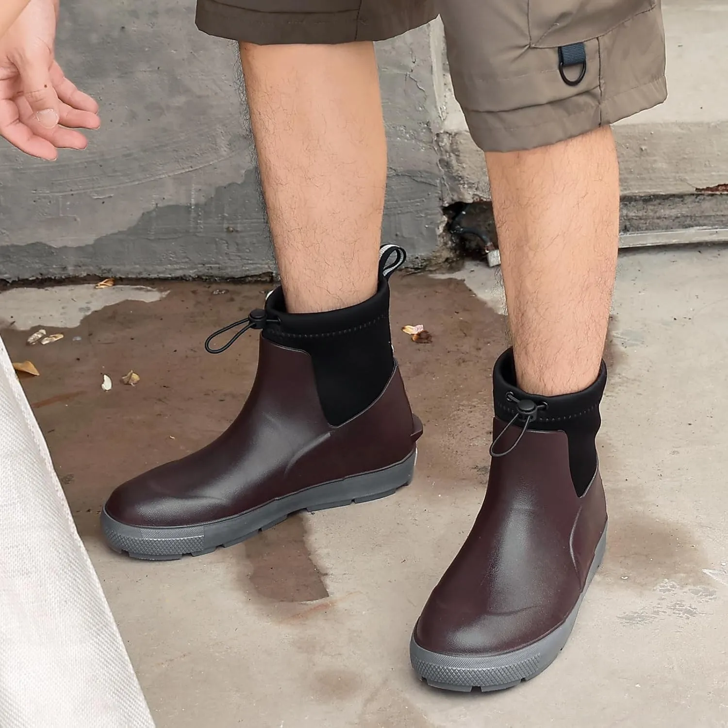 Men's Deck Boots,Ankle Rubber Rain boots Waterproof Anti-Slip Waterproof Shoes, Fishing Boating Boots Water Work Shoes for Men
