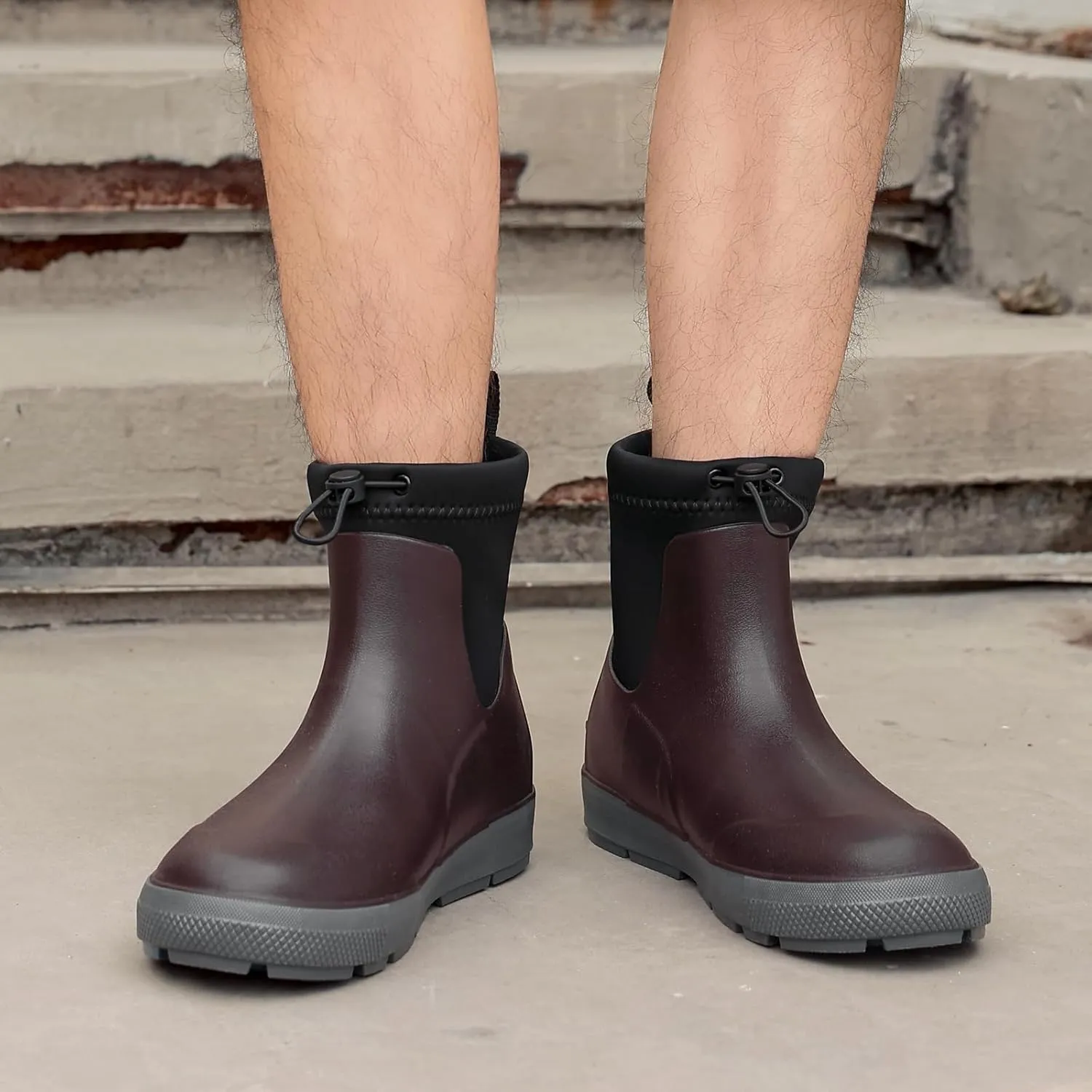 Men's Deck Boots,Ankle Rubber Rain boots Waterproof Anti-Slip Waterproof Shoes, Fishing Boating Boots Water Work Shoes for Men