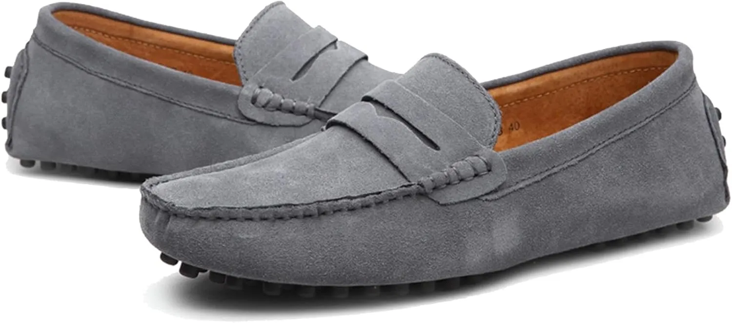 Men's Dress Loafers Slip On Casual Shoes Lightweight Soft Penny Loafers Suede Driving Boat Shoes Moccasins