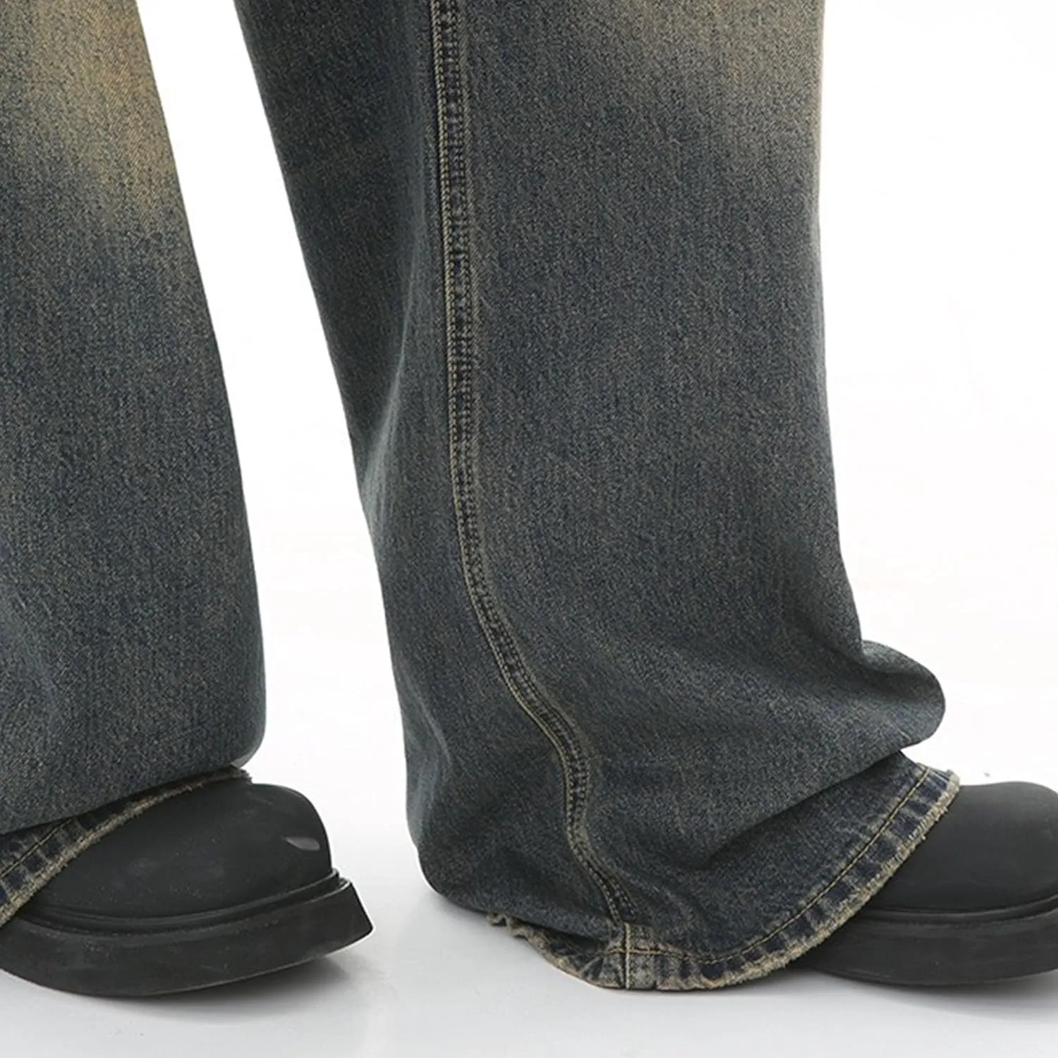 Men's Hip Hop Skater Jeans Loose Fit Wide Leg Denim Pants Stylish Y2K Vintage Streetwear Carpenter Trousers