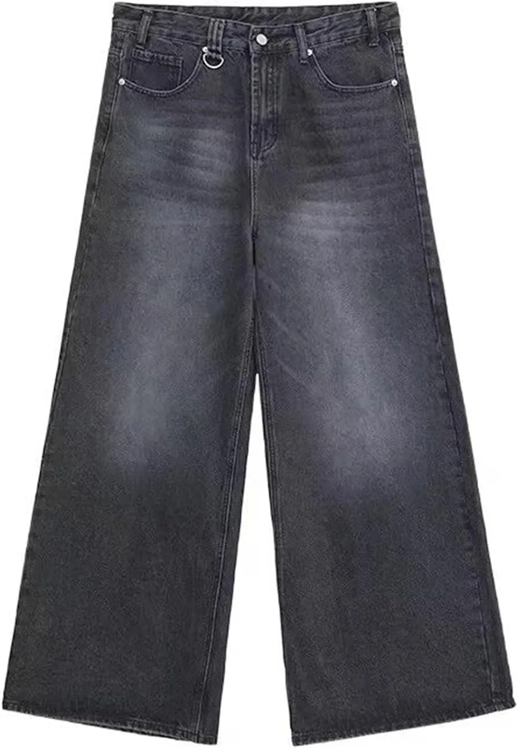 Men's Hip Hop Skater Jeans Loose Fit Wide Leg Denim Pants Stylish Y2K Vintage Streetwear Carpenter Trousers