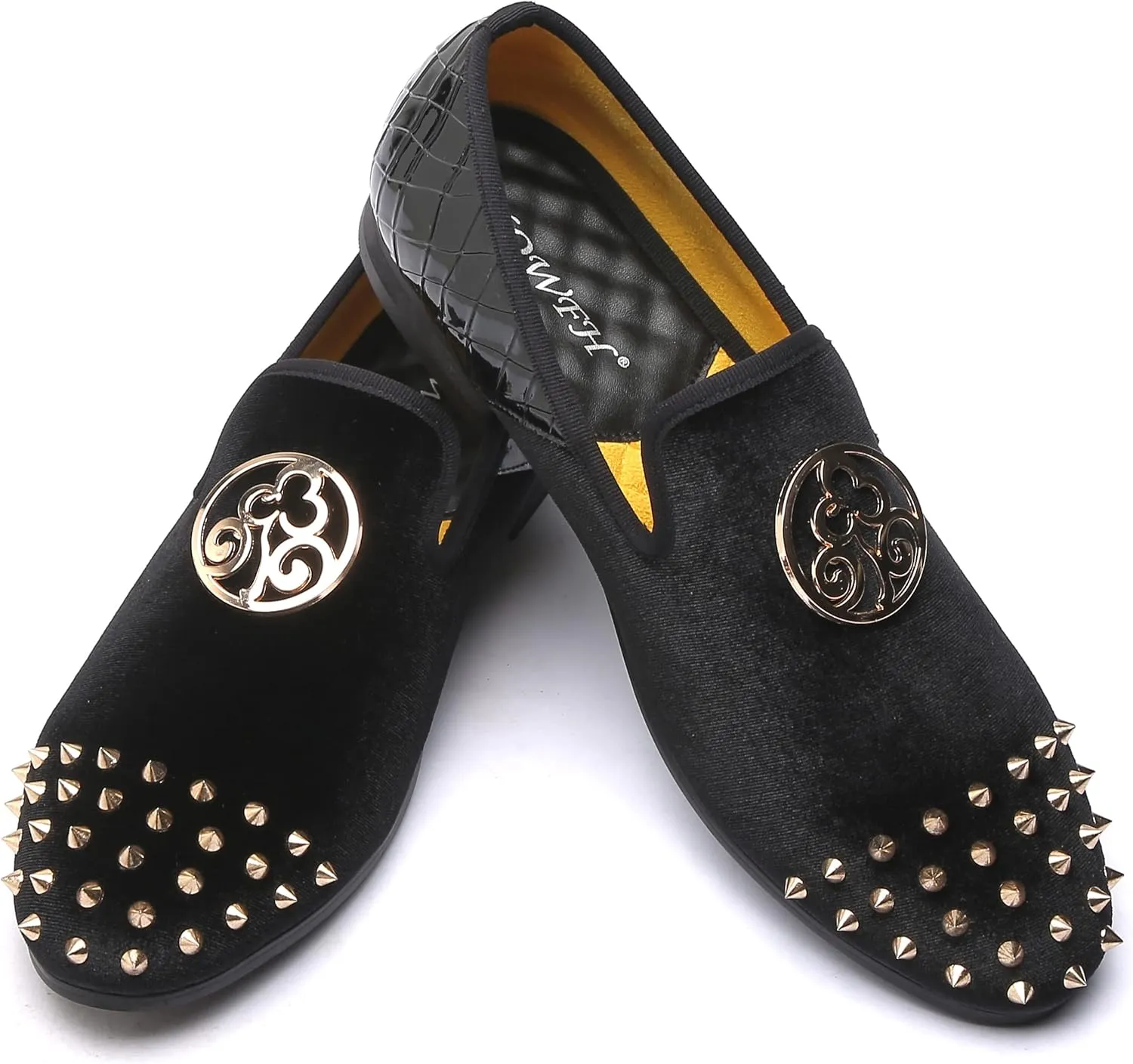 Mens Leopard Loafers Leather Embroidery Spiked Slip on Dress Shoes Slipper Luxury Fashion Penny Prom