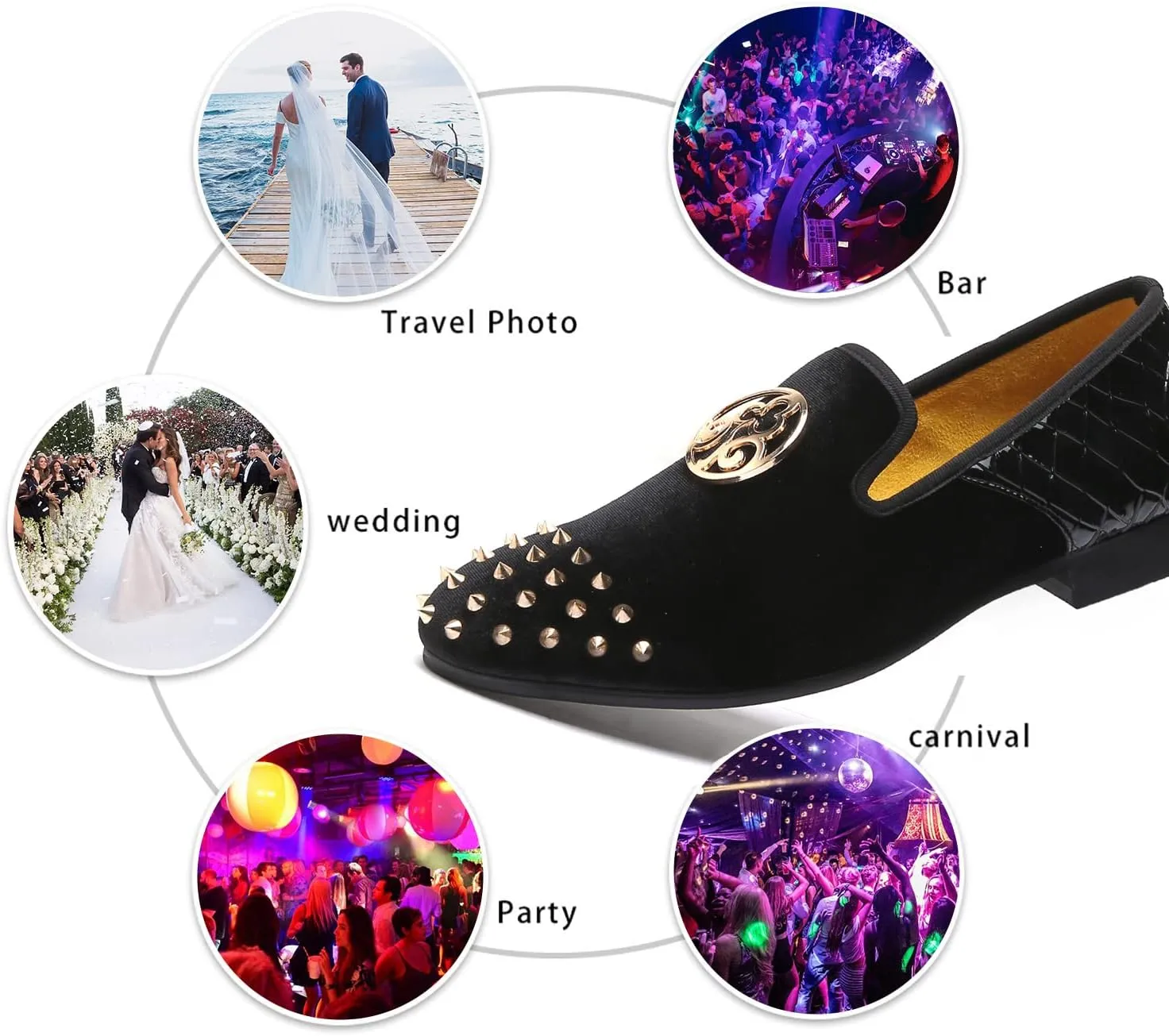 Mens Leopard Loafers Leather Embroidery Spiked Slip on Dress Shoes Slipper Luxury Fashion Penny Prom