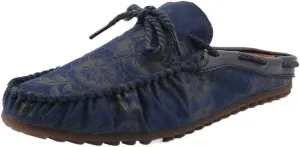 Mens Loafers Shoe Floral Vegan Leather Half Moccasins Shoes Lightweight Comfortable Flexible Fashion Outdoor Slip-on