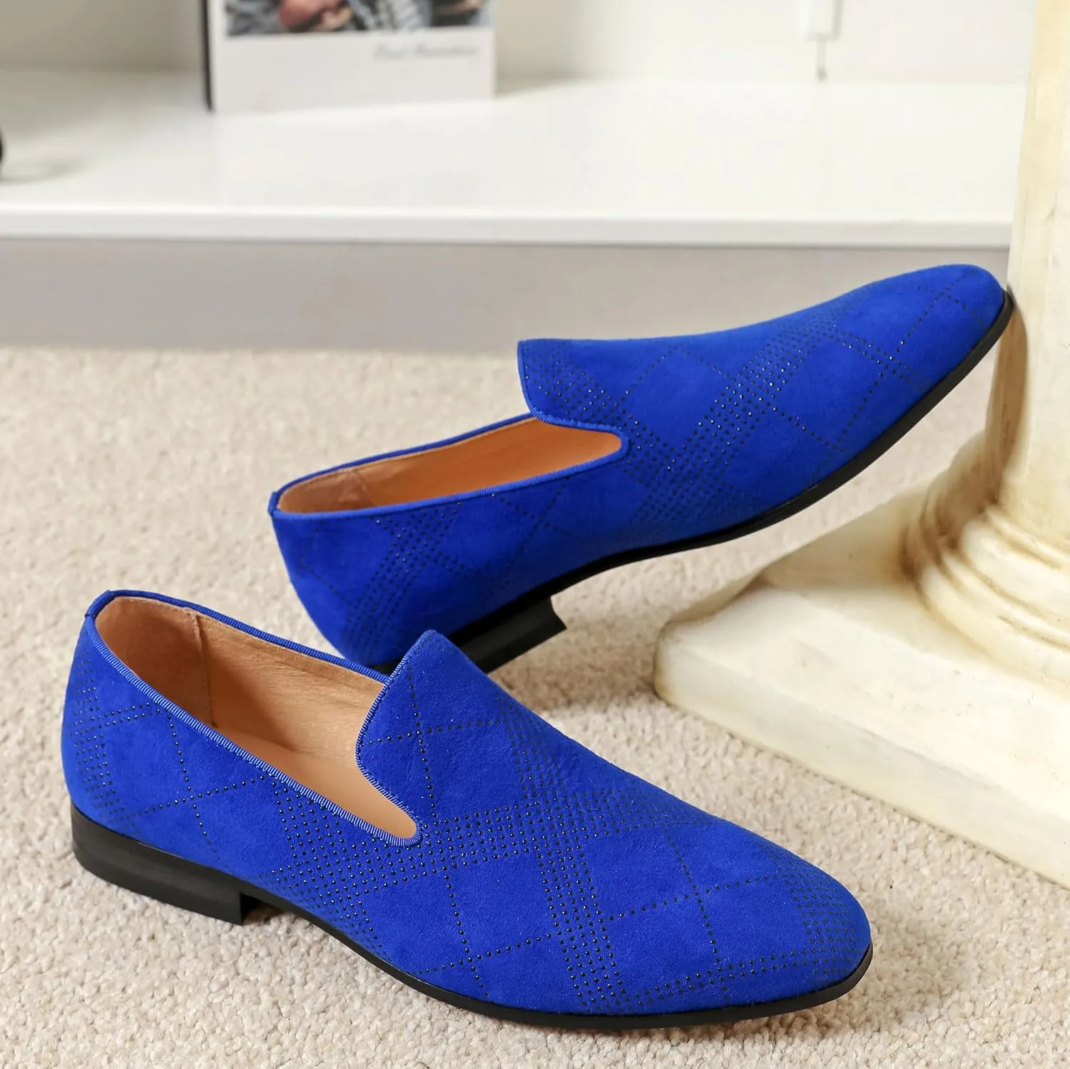 Men's Orange Loafers, Casual Slip-On Shoes, Mesh Upper & Insole, Round Toe, Moderate Cushioning, Spring/Summer