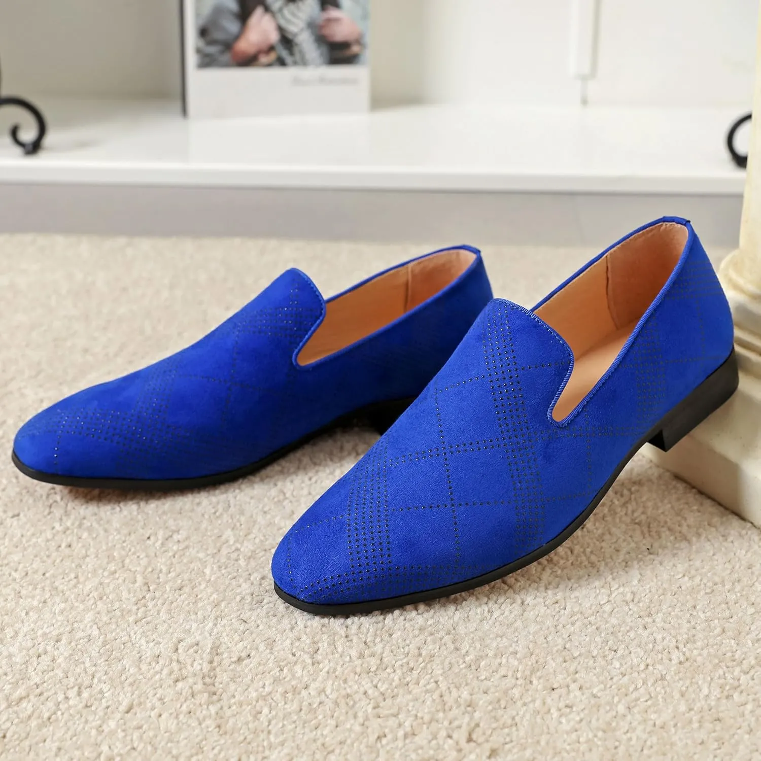 Men's Orange Loafers, Casual Slip-On Shoes, Mesh Upper & Insole, Round Toe, Moderate Cushioning, Spring/Summer