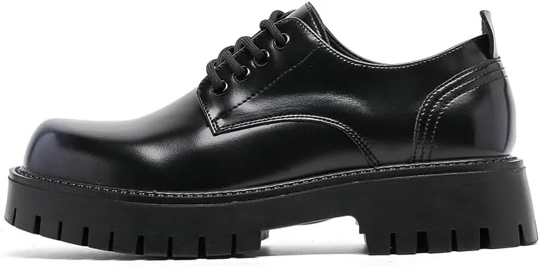 Men's Patent Leather Lace-Up Loafers Round-Toe Design Low-Top Casual Shoes Reinforced Stitching for Everyday Wear