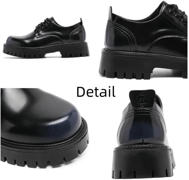 Men's Patent Leather Lace-Up Loafers Round-Toe Design Low-Top Casual Shoes Reinforced Stitching for Everyday Wear