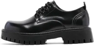 Men's Patent Leather Lace-Up Loafers Round-Toe Design Low-Top Casual Shoes Reinforced Stitching for Everyday Wear
