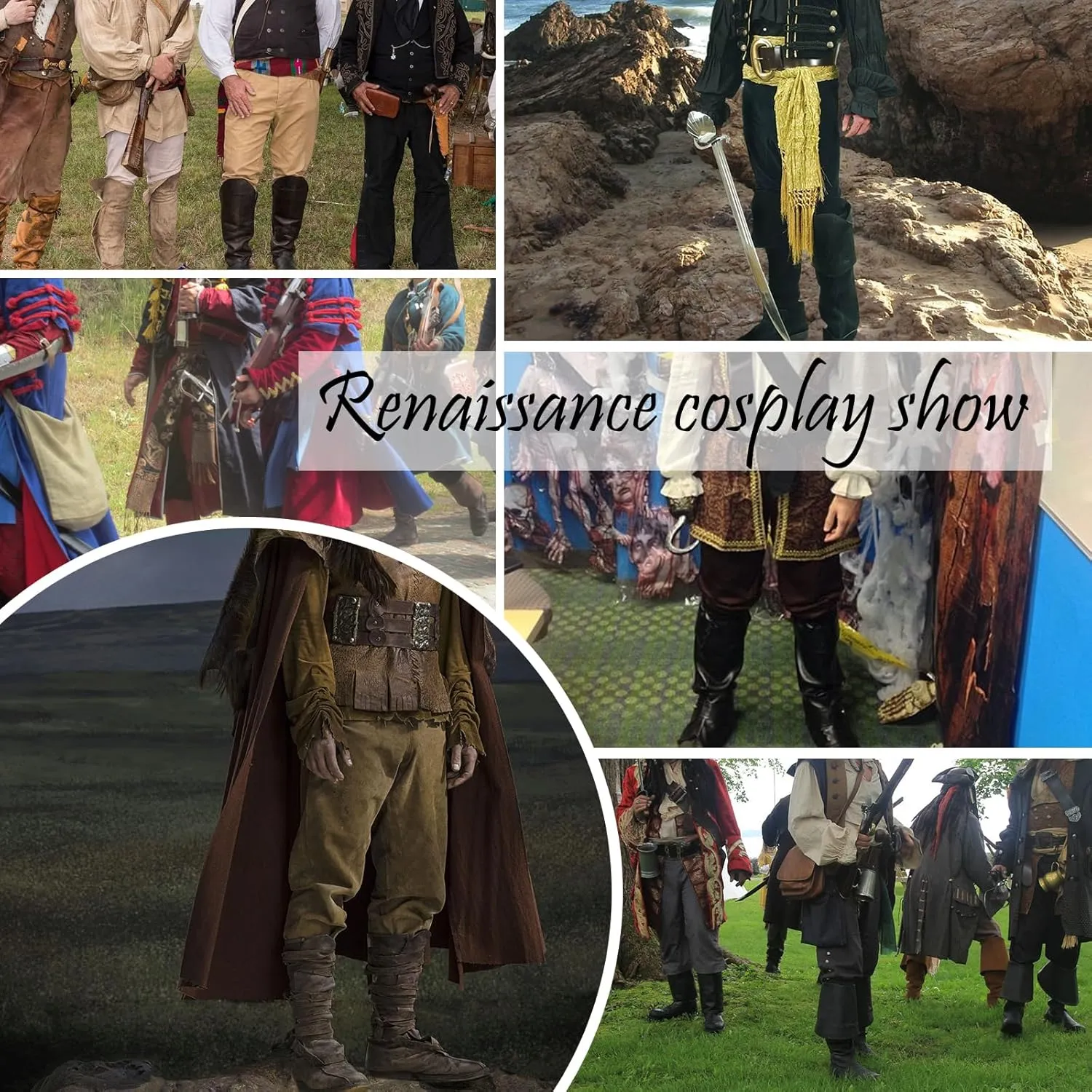 Men's Pirate Renaissance Pants with Ankle Banding - Medieval Viking Navigator Costume Cosplay - Drawstrings