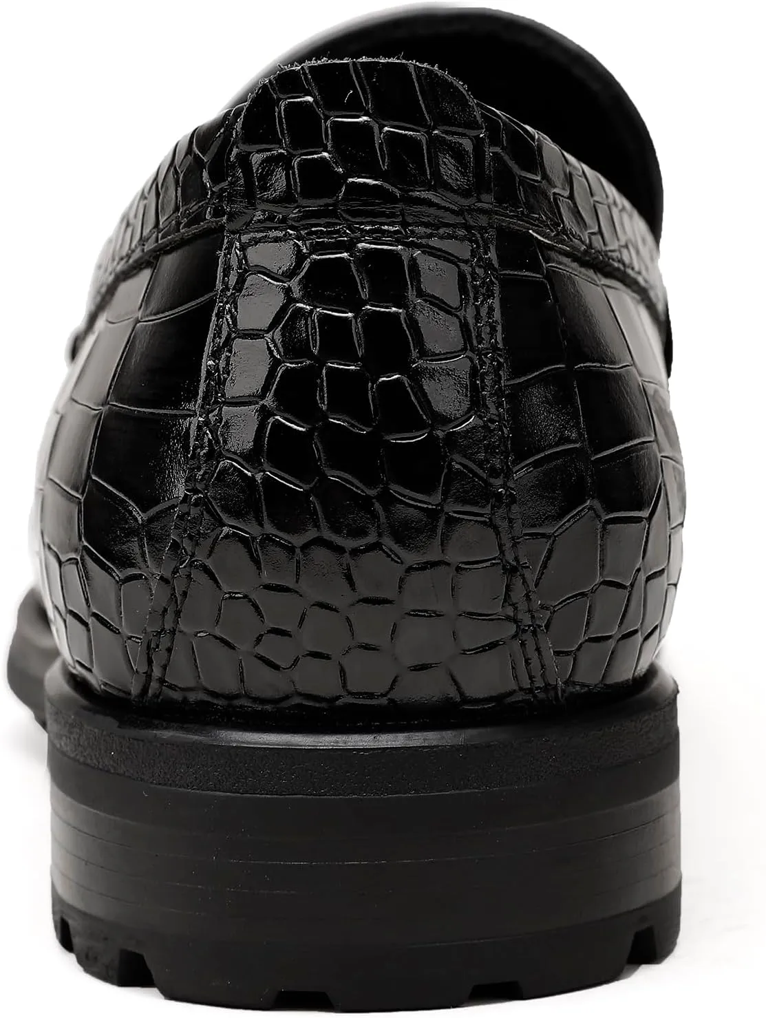 Men's Platform Tassel Loafer, Crocodile Printed Leather Dress Shoes for Mens Business Formal Wedding Porm Party Shoes Casual Slip-On Penny Loafers