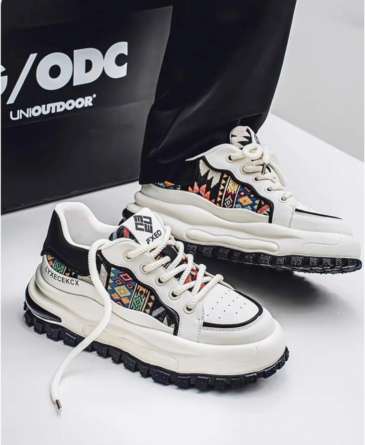 Men's Retro 2.16" Inch Platform Sneakers Breathable Leather Upper Fashion Casual Walking Skate Streetwear