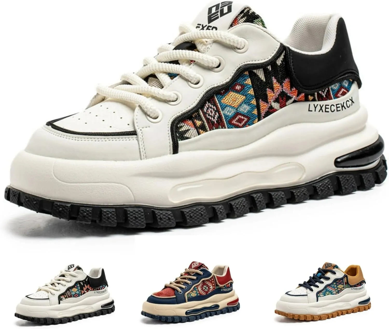 Men's Retro 2.16" Inch Platform Sneakers Breathable Leather Upper Fashion Casual Walking Skate Streetwear