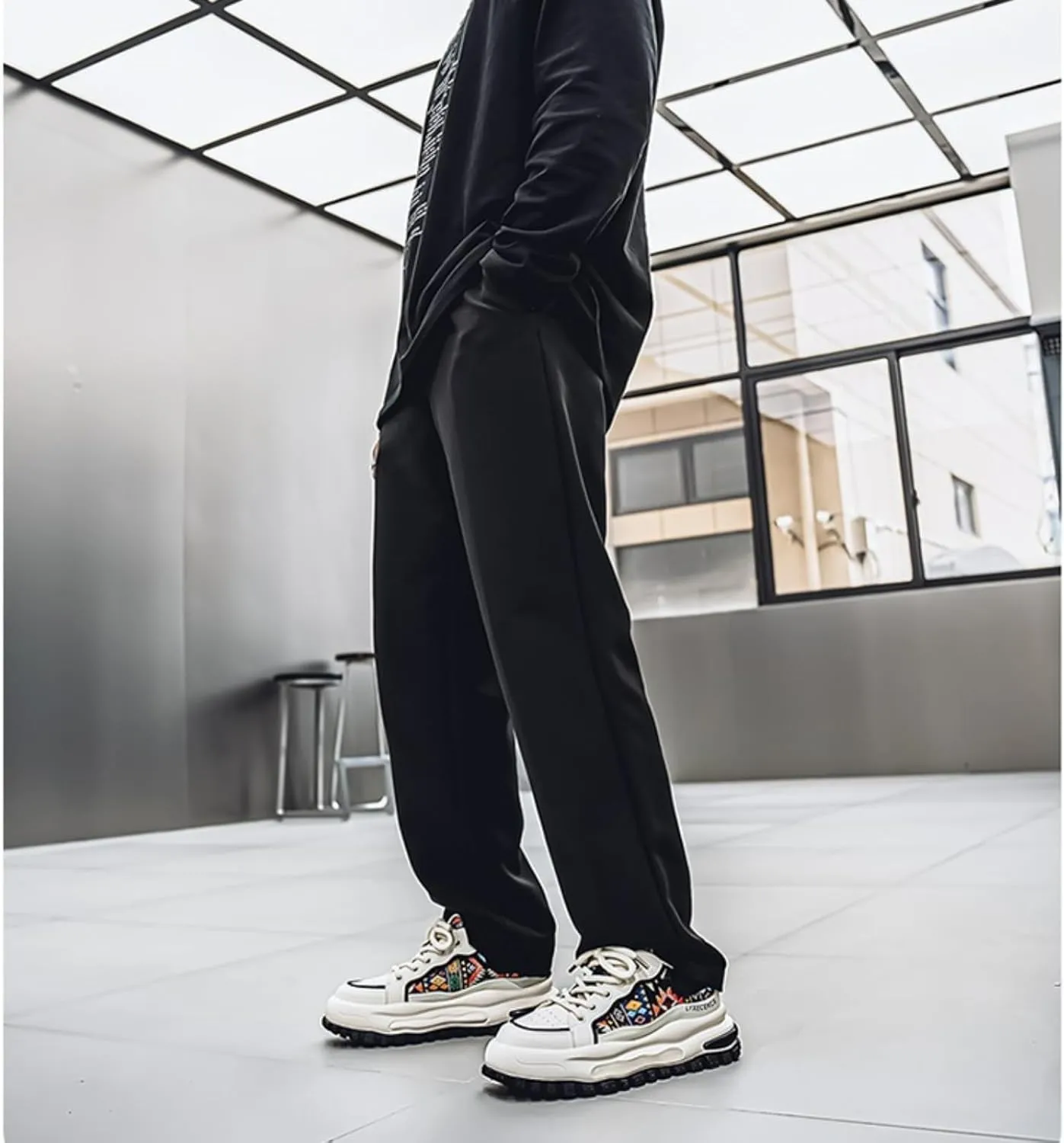 Men's Retro 2.16" Inch Platform Sneakers Breathable Leather Upper Fashion Casual Walking Skate Streetwear