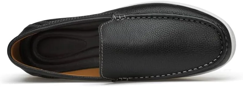 Mens Slip-On Loafers, Casual Leather Shoes, Loafer Flats,Concise Style, Blue, Black