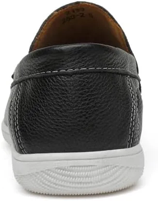 Mens Slip-On Loafers, Casual Leather Shoes, Loafer Flats,Concise Style, Blue, Black