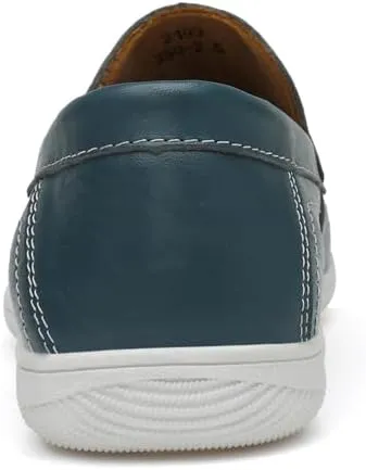 Mens Slip-On Loafers, Casual Leather Shoes, Loafer Flats,Concise Style, Blue, Black
