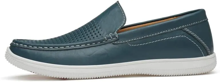 Mens Slip-On Loafers, Casual Leather Shoes, Loafer Flats,Concise Style, Blue, Black
