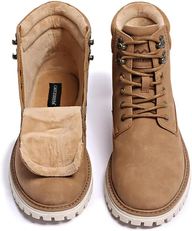 Mens Snow Boots Fur Lined Hiking Boots Waterproof Anti-Slip Outdoor Climbing Shoes