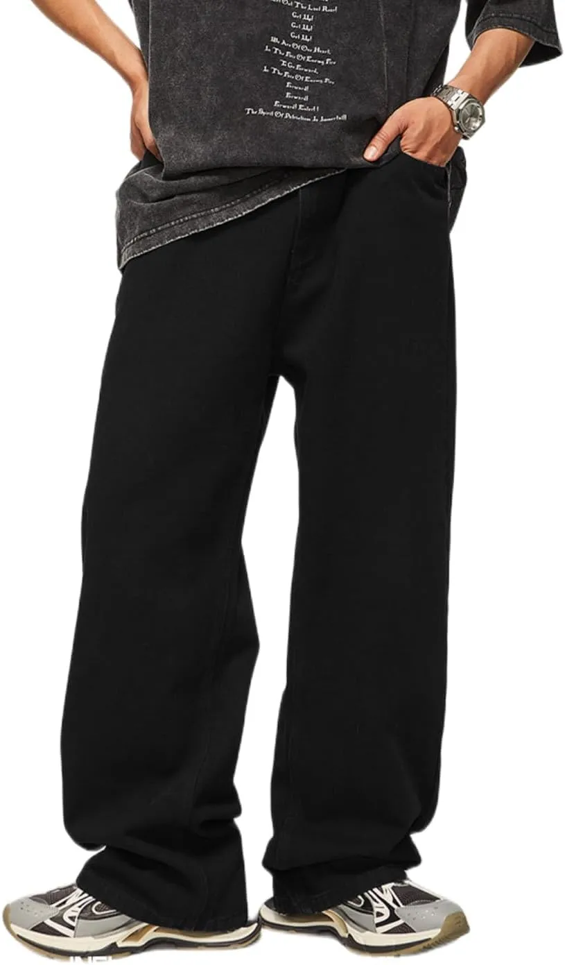 Mens Straight Leg Jeans Y2k Baggy Skater Jeans Joggers Vintage Denim Pants for Men