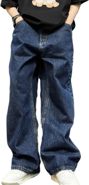 Mens Straight Leg Jeans Y2k Baggy Skater Jeans Joggers Vintage Denim Pants for Men