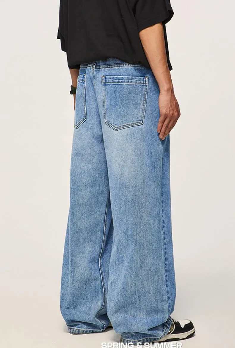 Mens Straight Leg Jeans Y2k Baggy Skater Jeans Joggers Vintage Denim Pants for Men