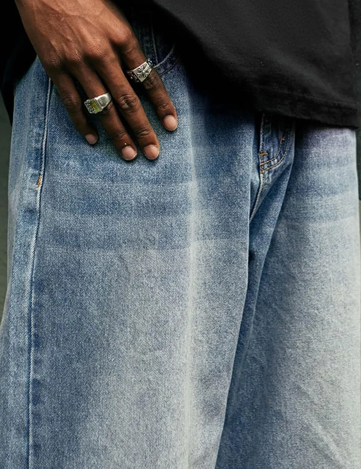 Mens Straight Leg Jeans Y2k Baggy Skater Jeans Joggers Vintage Denim Pants for Men