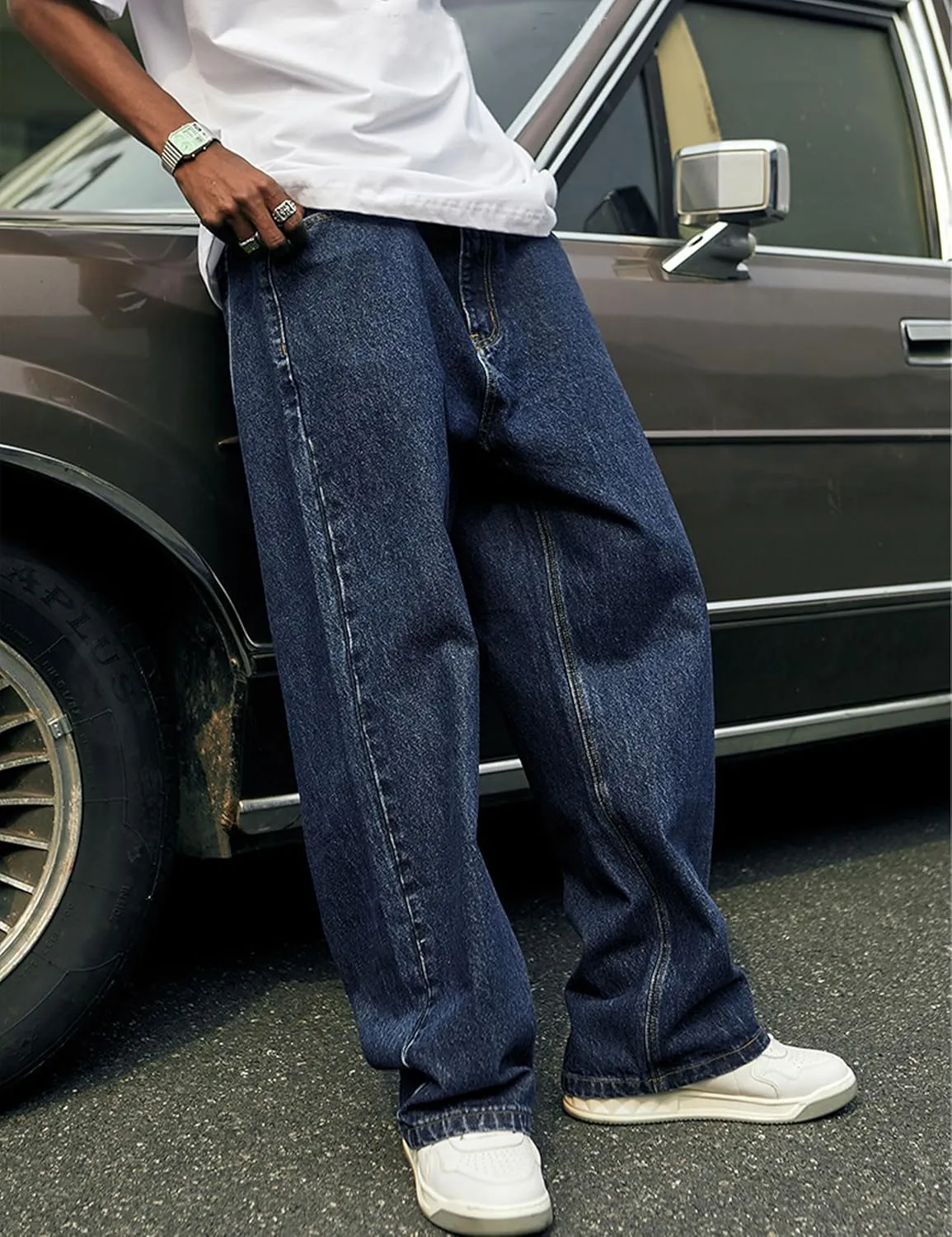 Mens Straight Leg Jeans Y2k Baggy Skater Jeans Joggers Vintage Denim Pants for Men