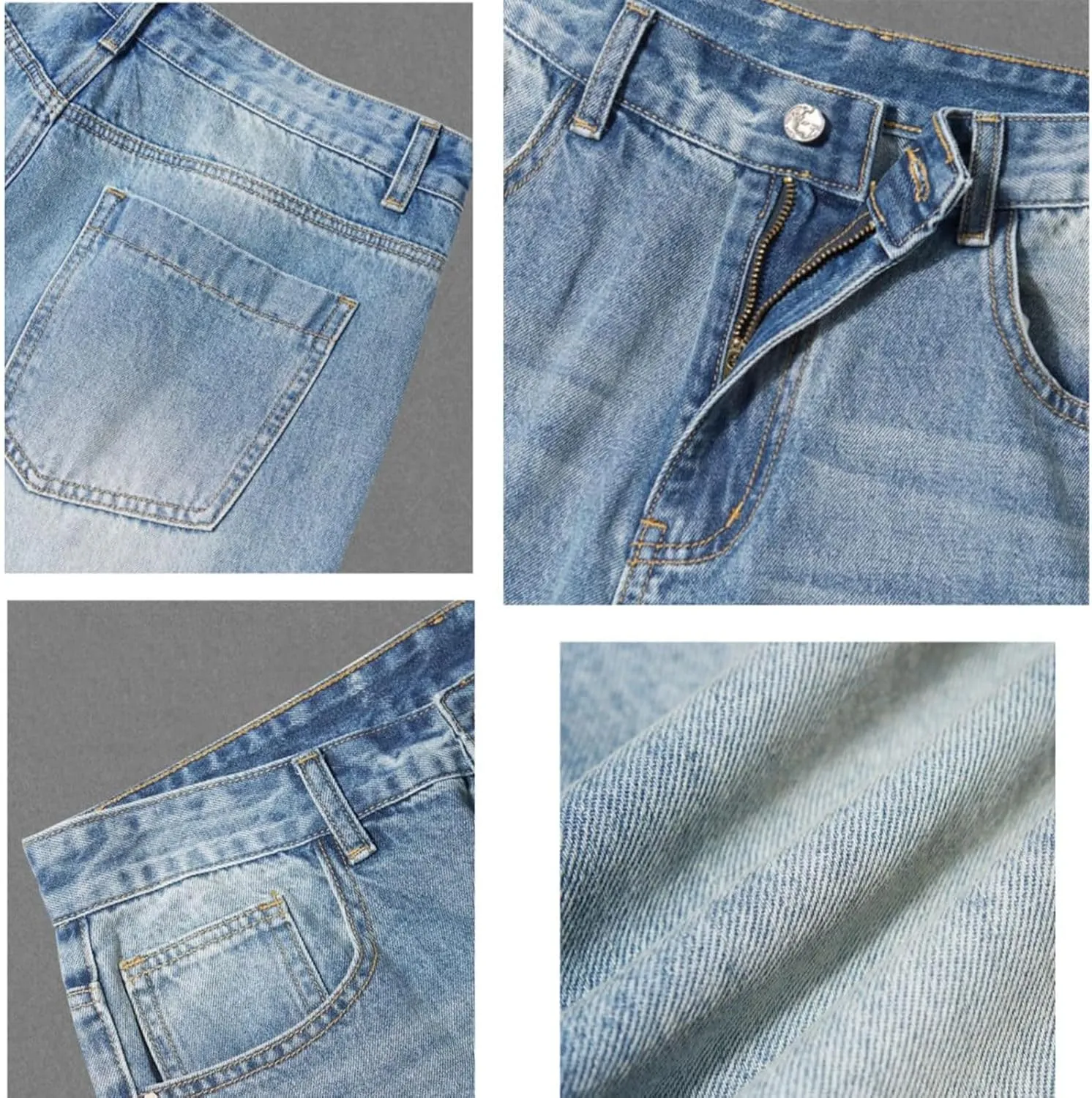 Mens Straight Leg Jeans Y2k Baggy Skater Jeans Joggers Vintage Denim Pants for Men