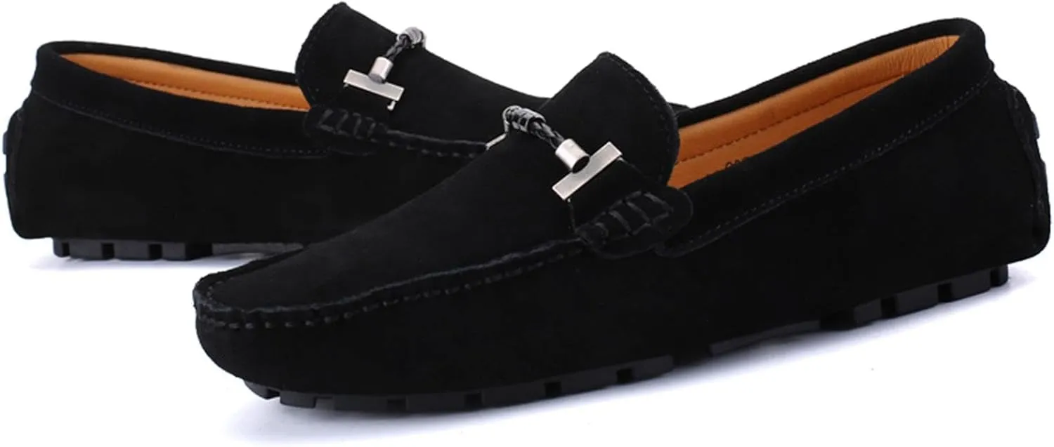 Men's Suede Leather Dress Loafers Slip On Casual Shoes Lightweight Soft Penny Loafers Driving Shoes Classic Moccasins