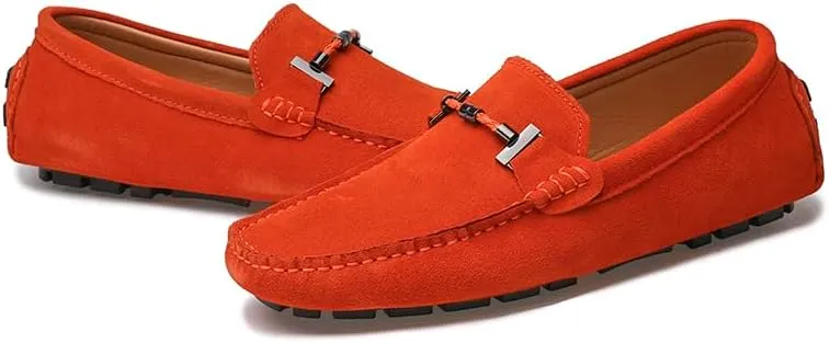 Men's Suede Leather Penny Loafers, Slip-on Driving Moccasins, Casual Flat Shoes, 10 Colors Options,Plus Big Sizes